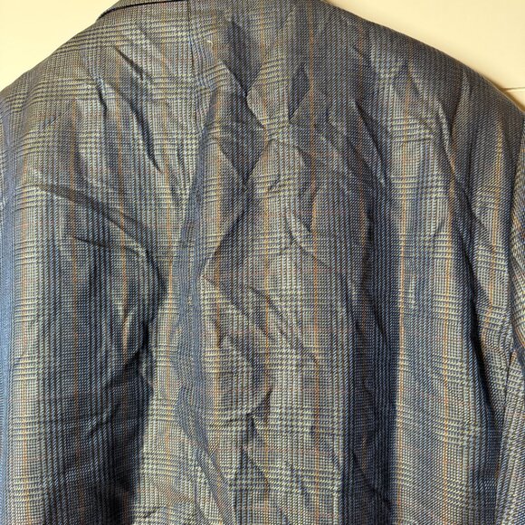 Baroni Silk & Wool by Tessilstrona Blazer Sport Coat Blue Plaid Sz 50L - Picture 6 of 12